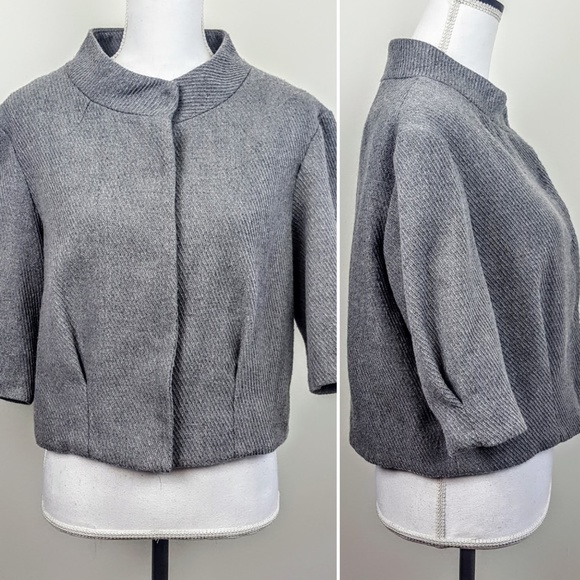 a.n.a Jackets & Blazers - A.N.A. Jacket, Gray Wool Cropped Snap Up, Petite M